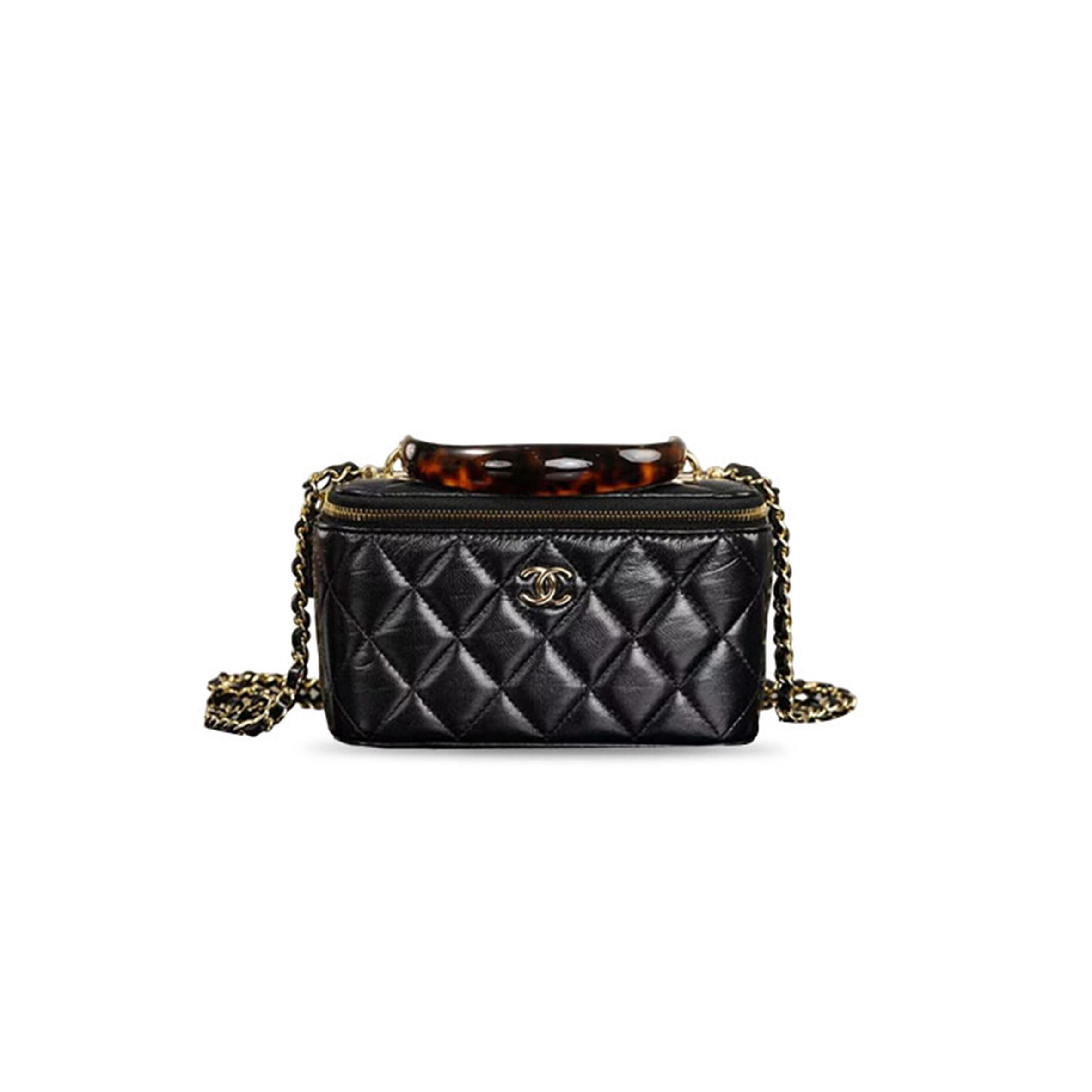 CHANEL TOP HANDLE VANITY CASE WITH CHAIN (17*9.5*8cm) 